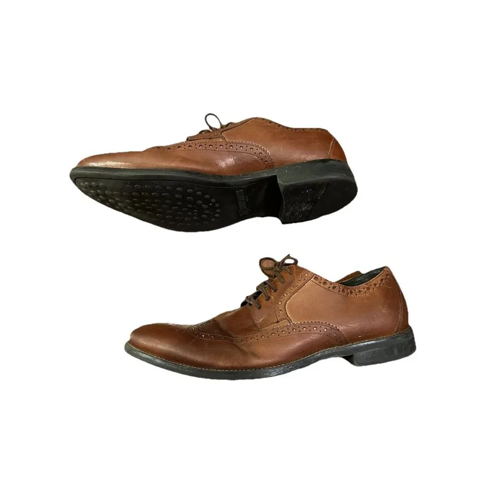 Stacy Adams Mens 8.5 Retro Garrison Wingtip Leather Oxfords Lace Up Dress Shoes